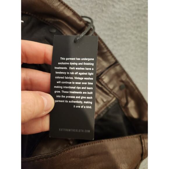 Kut from Kloth Rachel Fab Ab Mom Jean High Rise Button Fly Faux Leather 14W NWT - Picture 11 of 14